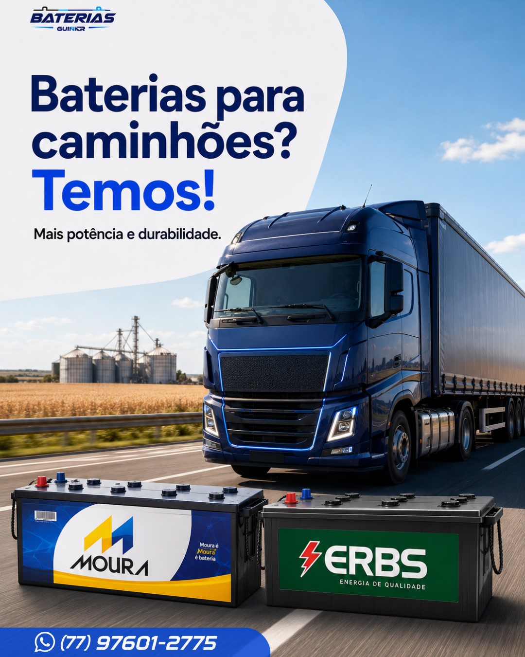 Baterias para caminhões na Baterias Guinar